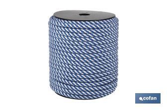 Corde tressée hélicoidale Blanc/Bleu (100% polypropylene) - Cofan