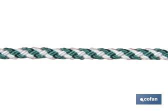 Corde tressée hélicoidale Blanc/Vert (100% polypropylene) - Cofan