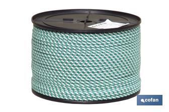 White/Green spiral plaited cord (100% polypropylene) - Cofan