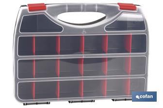 Plastic organiser carry case with 22 compartments | Product dimensions: 64 x 268 x 66mm | Polypropylene - Cofan