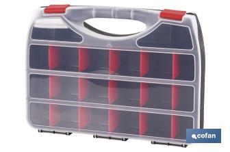 Plastic organiser carry case with 22 compartments | Product dimensions: 64 x 268 x 66mm | Polypropylene - Cofan
