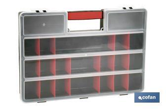 Plastic organiser carry case with 21 compartments | Product dimensions: 46 x 32 x 8cm | Polypropylene - Cofan