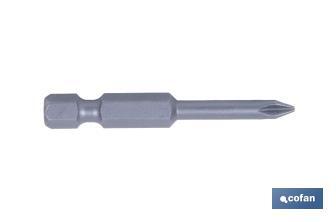 Kit de puntas de acero para atornillar | Contenido 3 puntas Phillips de 50 mm | Modelo 1/4" PH - Cofan
