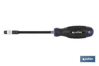 Screwdriver with flexible shaft for 1/4" bits | Confort Plus Model | With quick release 1/4" bit holder - Cofan