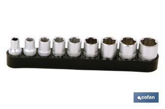 Set of screwdrivers with 9 1/4" sockets | Confort Plus Model | 1/4" square drive and drive sockets from SW5 to SW13 - Cofan