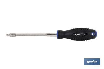 Screwdriver with flexible shank for 1/4" drive sockets | Confort Plus Model | With 1/4" square drive - Cofan