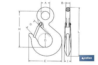 DIN-689-Haken mit Sicherung - Cofan