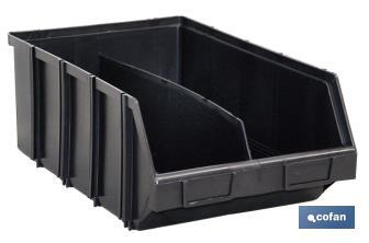 Double black plastic storage bin 4.1 | Stackable system | Product dimensions: 310 x 490 x 190mm - Cofan