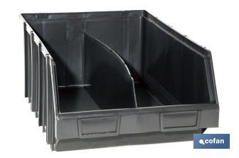 Double black plastic storage bin 4.1 | Stackable system | Product dimensions: 310 x 490 x 190mm - Cofan