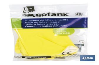 Latex gloves with cotton flocked lining | Optimal grip and holding | Protect and care for your skin | Ideal for cleaning tasks - Cofan