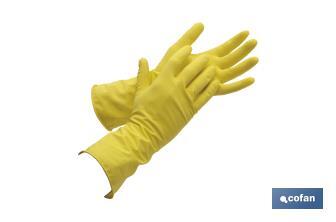 Latex gloves with cotton flocked lining | Optimal grip and holding | Protect and care for your skin | Ideal for cleaning tasks - Cofan