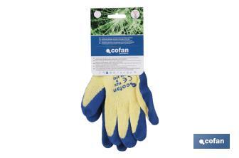 Handschuhe aus Strickstoff, beschichtet mit rauem Latex, in Blau - Cofan