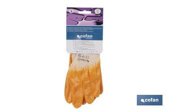 Yellow nitrile gloves | Waterproof and non-absorbent coating | Long-lasting and tough gloves - Cofan