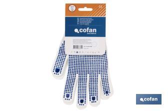 100% Nylon gloves | With PVC dots on the palm | Extra grip | Provide comfort and protection - Cofan