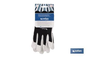 Cow full grain leather gloves and cloth reverse with velcro lock - Cofan