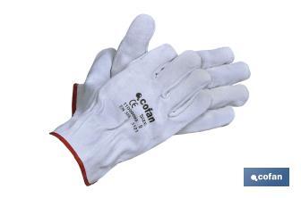 Grey split leather gloves | Long-lasting and tough gloves | Safety and protection | Flat thumb - Cofan