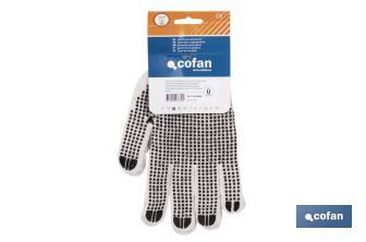 Cotton knitted gloves with PVC dot coating on the palm | Extra adhesion | Comfortable and tough gloves - Cofan