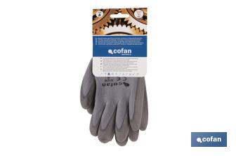 Grey nylon impregnated support gloves. (100% Nylon) - Cofan