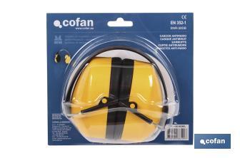 Safety earmuffs | Anti-noise device | Yellow | ABS and polystyrene | Available with or without blister pack - Cofan