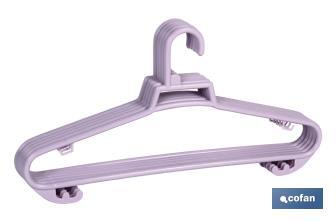 Pack de 6 cabides de plástico para roupas | Anti-deslizantes | Em Várias Cores | Medidas 38 x 18 cm - Cofan