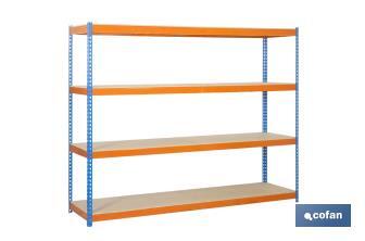 Estantería media carga 4 baldas madera azul/naranja - Cofan