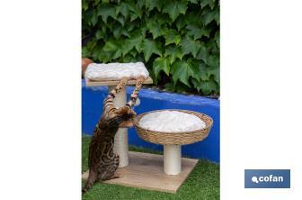 Cat scratcher with toy | Beige | Size: 48 x 39 x 51cm - Cofan