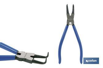 Bent round nose pliers for internal circlips | High-quality steel | Size: 225mm - Cofan