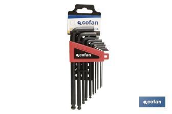 Set of hex keys with ball end | 10 pieces | Size content from 1.5 to 10 - Cofan