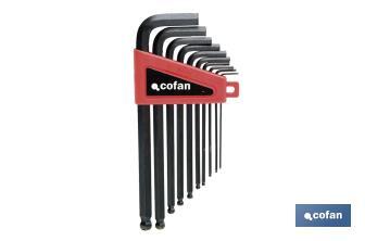 Set of hex keys with ball end | 10 pieces | Size content from 1.5 to 10 - Cofan