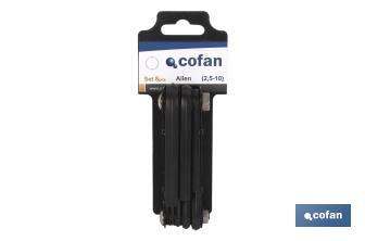 Set of hex keys | 8 pieces | Content: 2 - 2.5 - 3 - 4 - 5 - 6 - 8 - 10 - Cofan