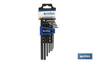 Set of hex keys | Long arm | 7 pieces | Content: 2.5 - 3 - 4 - 5 - 7 - 8 - 10 - Cofan