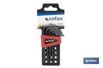 Set of hex keys | 10 pieces | Content: 1.5 - 2 - 2.5 - 3 - 4 - 5 - 5.5 - 7 - 8 - 10 - Cofan