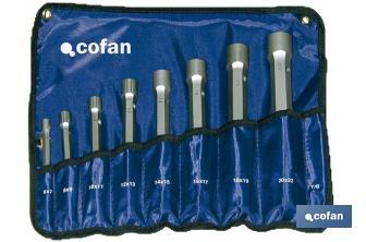 Set of 8 and 12 box spanners | Chrome-vanadium | Available sizes from 6 x 7 to 30 x 32 - Cofan