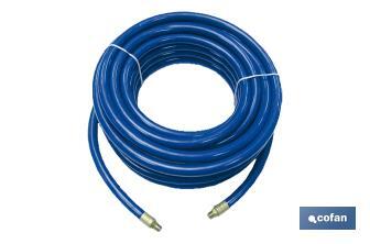 Manguera de compresor Ø8 x 12mm (Rosca macho BSP 1/4") longitud 15 Metros | Manguera azul para aire comprimido en PVC - Cofan