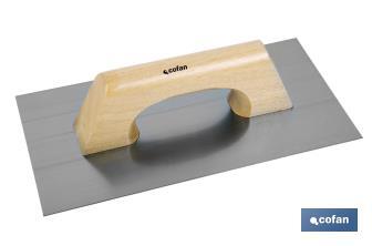 Rectangular plastering trowel | Length: 300 x 150 x 0.7mm | Suitable for construction industry | Wooden handle - Cofan