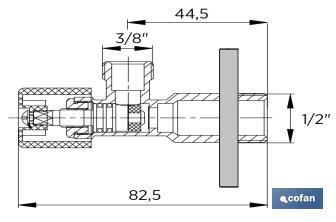 Valvola a squadra | Modello Pistón | Dimensioni: 1/2" x 3/8" | Realizzata in ottone CV617N - Cofan