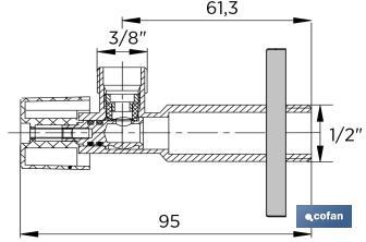 Set da 2 valvole a squadra | Dimensioni: 1/2" x 3/8" | Chiusura e apertura da 1/4 di giro | Realizzata in ottone CW617N - Cofan