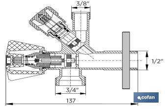 Angle Valve | Size: 1/2" x 3/4" x 3/8" | Combi Model | Brass CW617N | Gas Inlet Thread - Cofan