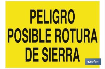 Peligro posible rotura de sierra - Cofan