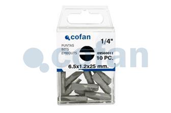 Punta Plana para atornillador de Acero | Modelo 1/4" Plano Estándar | Longitud 25 y 50 mm - Cofan