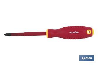 1,000V insulated screwdriver | Available Pozidriv head from PZ0 to PZ3 | Length: from 60m to 150mm - Cofan
