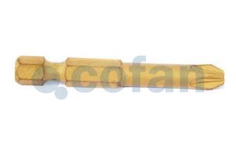 Puntas titanio Pozidrive de atornillar en 1/4' | Con huellas desde PZ 1, PZ 2 y PZ 3 | Versiones de 25 y 50 mm de longitud - Cofan