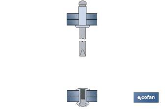 Standard aluminium rivets, large head, standard blister - Cofan