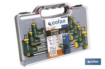 Set of T-handle hex keys | 7 pieces | Torx tip - Cofan