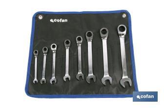 8-combination wrenches set with reversible ratchet - Cofan