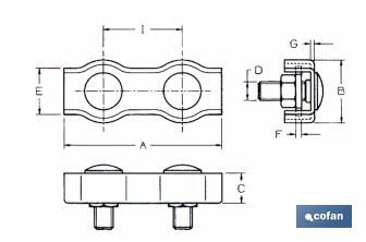 Double flat wire rope clip - Cofan