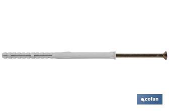 Taco largo con tornillo torx | Medidas de Ø 8 y Ø 10 mm de grosor | Longitudes desde 100 hasta 160 mm - Cofan