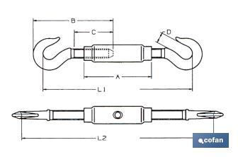 Hook tensor - Zinc coated hook DIN-1481 - Cofan