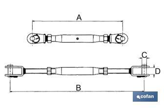 Tensor Tubular Horquilla - Horquilla Acero INOX A-2 - Cofan