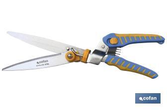 Professional stainless-steel grass shears of 34cm | Adjustable cut of 180° and ergonomic handles | 6 cutting positions - Cofan